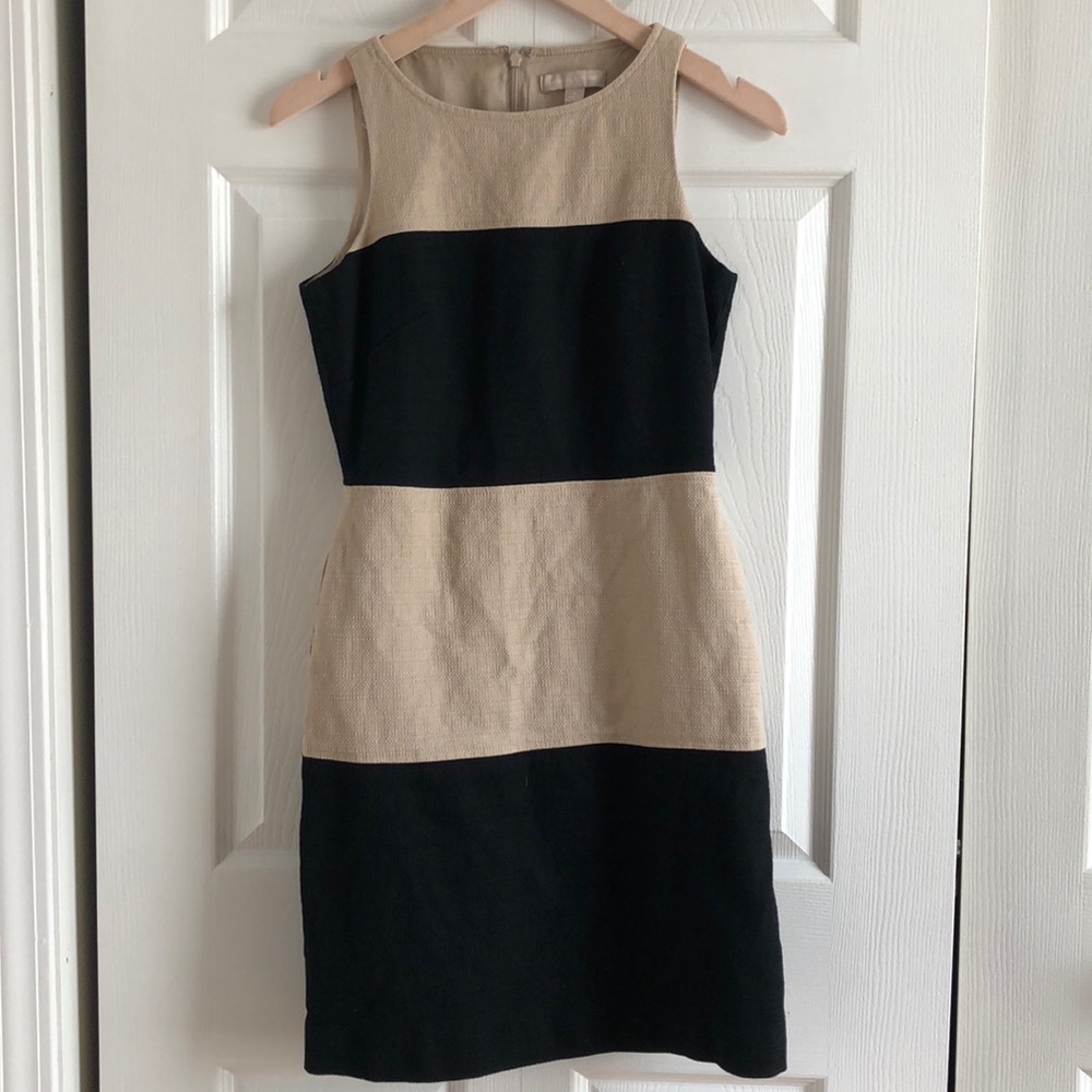 Banana Republic Beige and Black Striped Dress